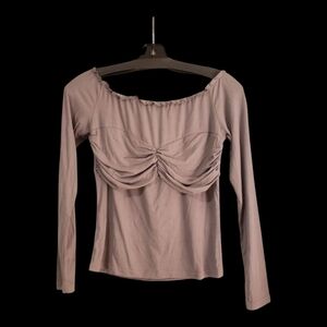 OGL Eco-SkinKiss® Off-The-Shoulder Bow-Ruch Top Evening Grey